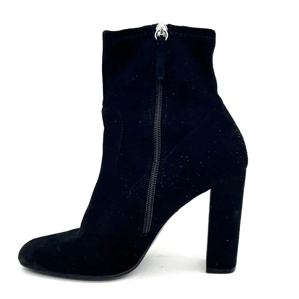 Steve Madden Edit Womens Black Suede Ankle Boots Red Rose Embroidery Side Zipper - Picture 11 of 16